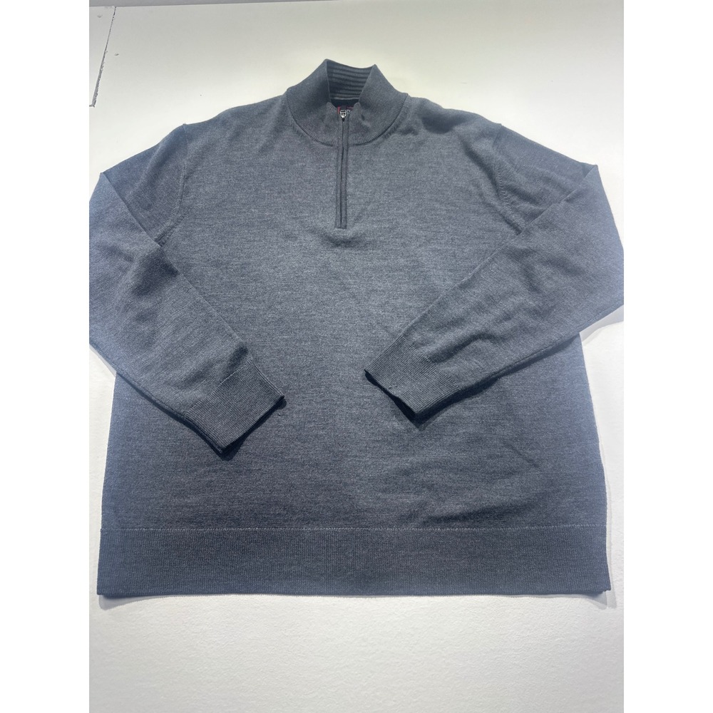 UNTUCKit Mens XL Extra Fine Merino Wool Quarter Zip Sweater Charcoal Gray Knit